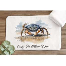 Tapete De Banheiro Watercolor Beach Crab, custom