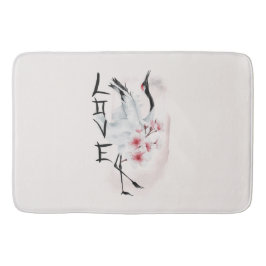 Tapete De Banheiro Watercolor Japonês Sakura Blossom Love Crane