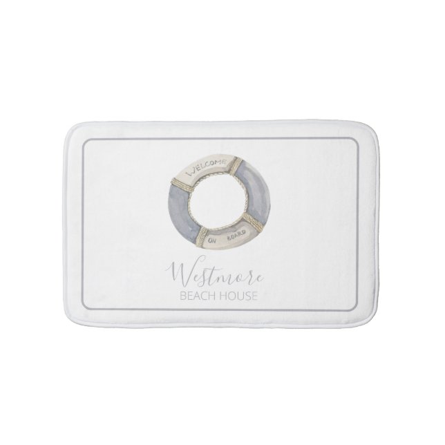 Tapete De Banheiro Watercolor Life Preserver Beach House (frente)