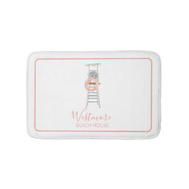 Tapete De Banheiro Watercolor Lifeguard Cadeira de Praia