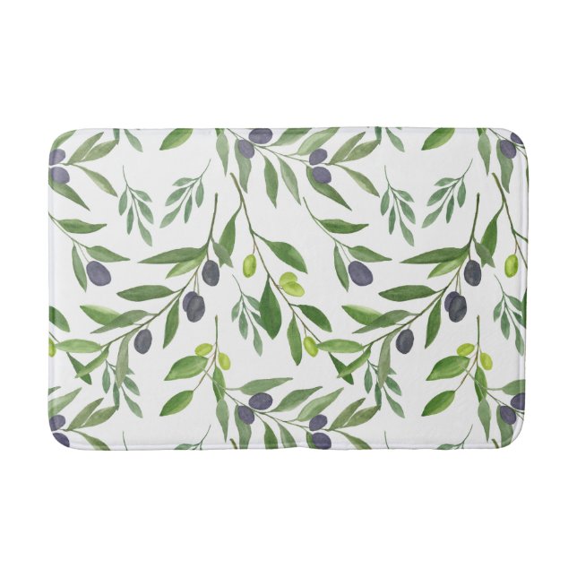 Tapete De Banheiro Watercolor Olive Pattern (Frente)