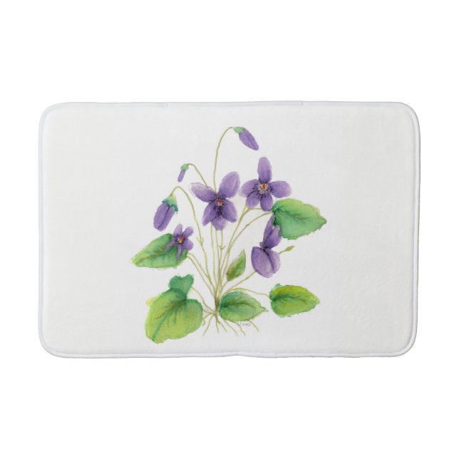 Tapete De Banheiro Watercolor Violets Wilets Bath Mat (Frente)