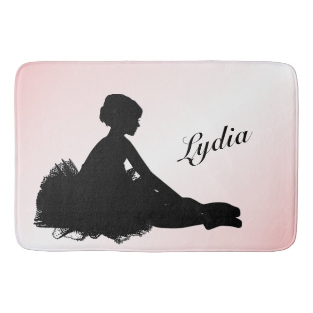 Tapete De Banheiro Weary Ballerina Personalizada com Nome Rosa (Frente)