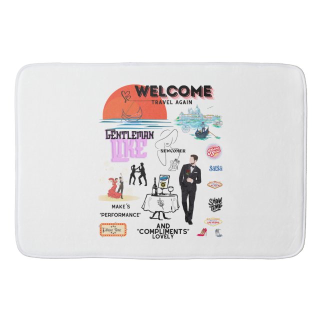 TAPETE DE BANHEIRO WELCOME TRAVEL AGAIN (Frente)