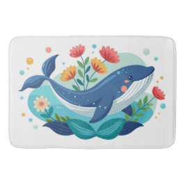 Tapete De Banheiro Whale And Flowers Mat