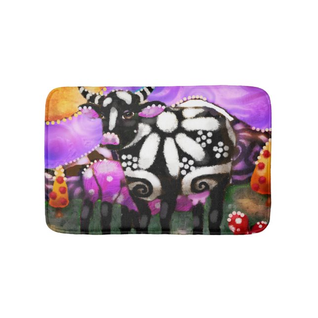 Tapete De Banheiro Whimsical Abstract Momma & Baby Cow Funky Farm (frente)