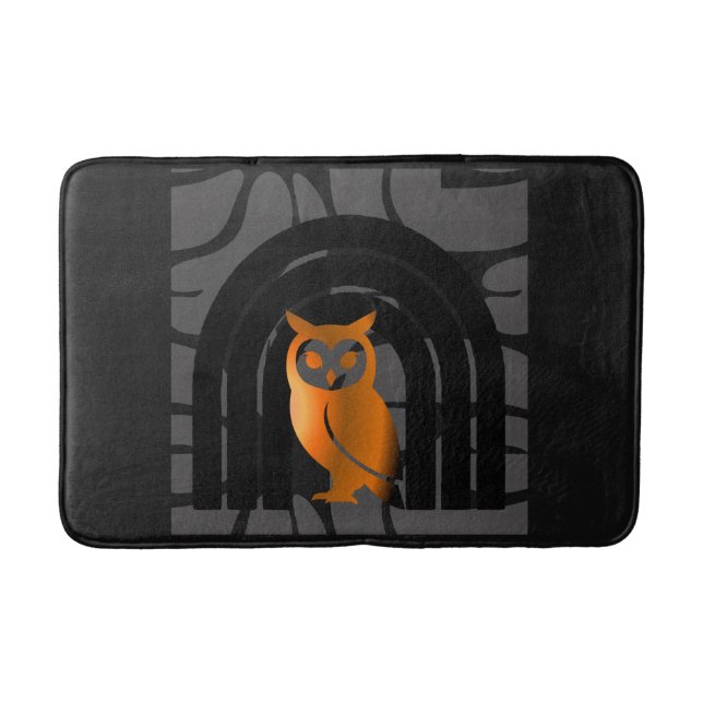 Tapete De Banheiro Whimsical Boho Owl & Tropical Monstera Leaf (Frente)