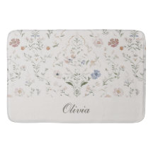 Whimsical Cottagecore Beige Monogram Name Floral