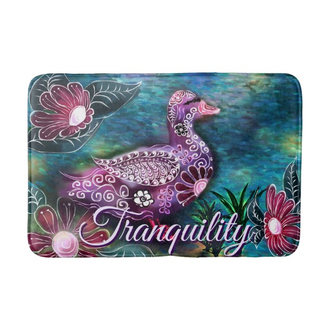 Tapete De Banheiro Whimsical Floral Duck Purple Teal Personalized (Frente)