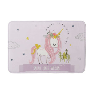 Tapete De Banheiro Whimsical Magical Unicorn Purple Princess Kids