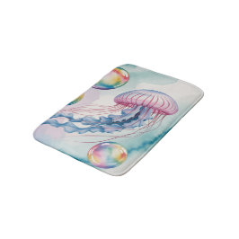 Tapete De Banheiro Whimsical Rainbow Jellyfish Watercolor Design