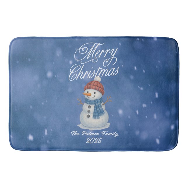 Tapete De Banheiro Whimsical Snow Man Feliz Natal (Frente)