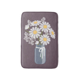 Tapete De Banheiro White Daisies Mason Jar em Plum Purple