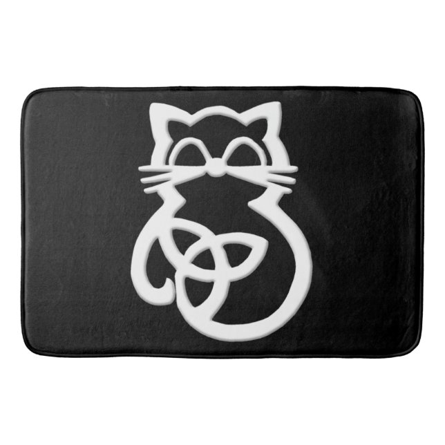 Tapete De Banheiro White Trinity Knot Celtic Cat Bath Mat (Frente)