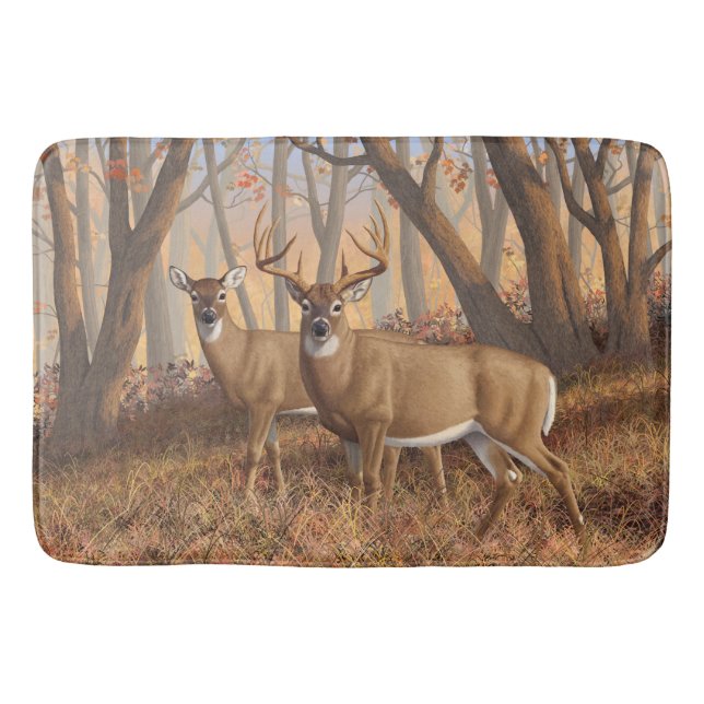 Tapete De Banheiro Whitetail Deer Buck & Doe Autumn Mapods (Frente)