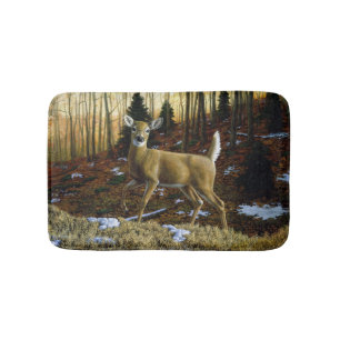 Tapete De Banheiro Whitetail Deer Doe na Floresta de outono