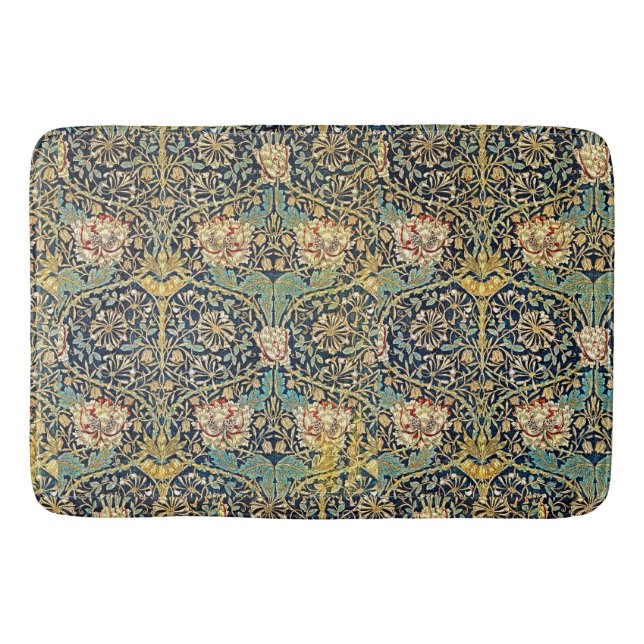 Tapete De Banheiro William Morris Floral Padrão Dourado Turquoise Ver (Frente)