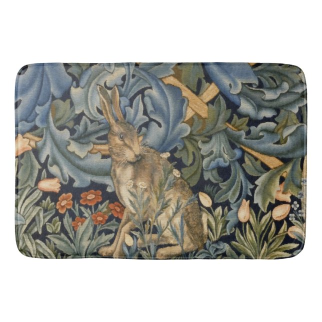 Tapete De Banheiro William Morris Forest Rabbit Floral Art Nouveau (Frente)