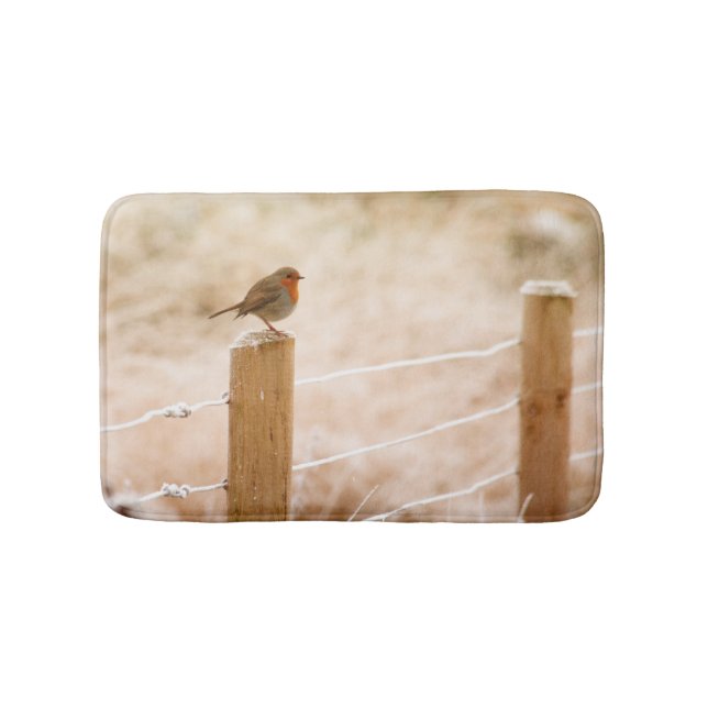 Tapete De Banheiro Winter Robin Redbreast (frente)