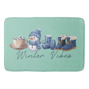 Tapete De Banheiro Winter Vibes Friendly Snowman