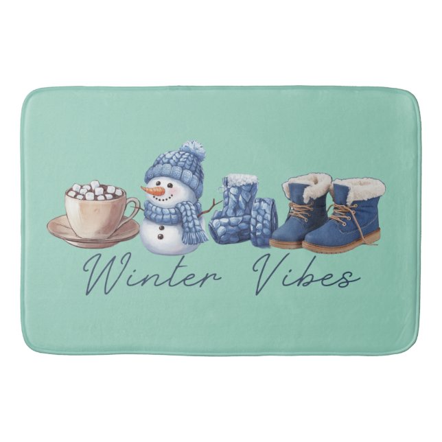 Tapete De Banheiro Winter Vibes Friendly Snowman (Frente)