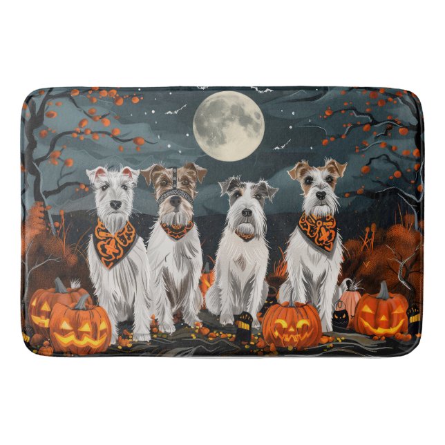 Tapete De Banheiro Wirefox Terrier Halloween Spooky (Frente)