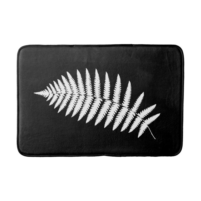 Tapete De Banheiro Woodland Fern 2, Branco e Negro (Frente)