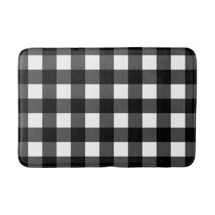 Tapete De Banheiro Xadrez Checkered do guingão preto & branco do
