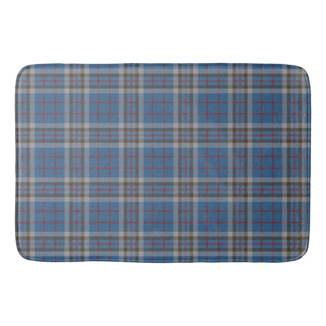Tapete De Banheiro Xadrez Clan Thompson Cinza Blue Check Tartan (Frente)