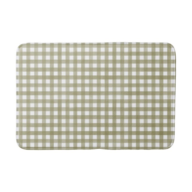 Tapete De Banheiro Xadrez de Sage Green Gingham, Padrão (Frente)