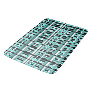 Tapete De Banheiro Xadrez em Aqua, Teal, Preto e Branco