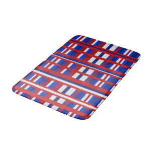 Tapete De Banheiro Xadrez em vermelho, branco e azul
