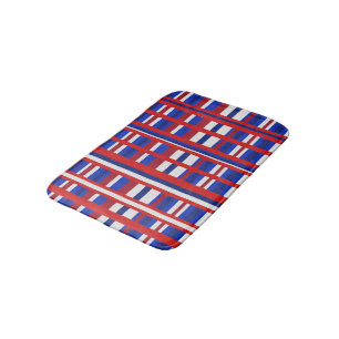 Tapete De Banheiro Xadrez em vermelho, branco e azul