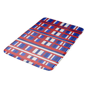 Tapete De Banheiro Xadrez em vermelho, branco e azul
