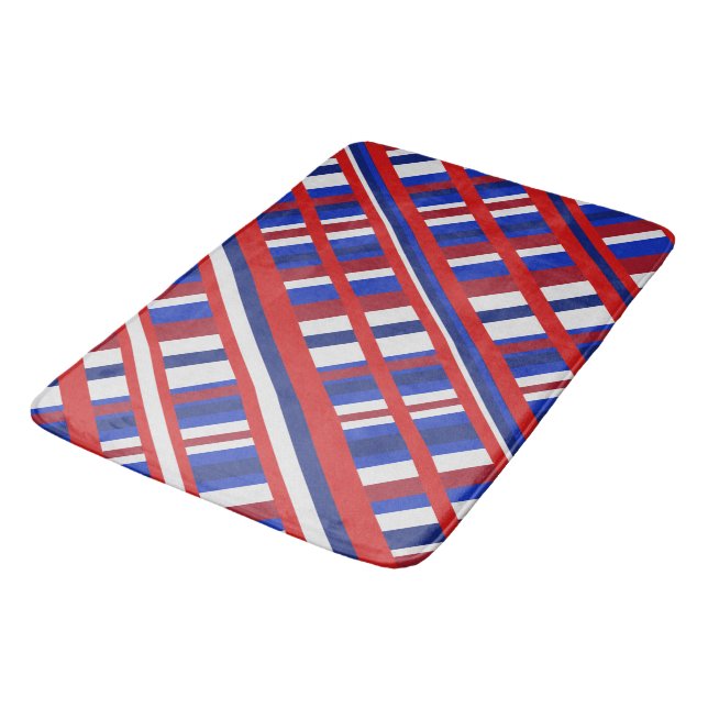 Tapete De Banheiro Xadrez em vermelho, branco e azul Diagonal (Angulado)