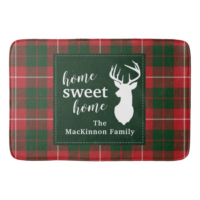Tapete De Banheiro Xadrez Home Sweet Família Natal MacKinnon Tartan (Frente)