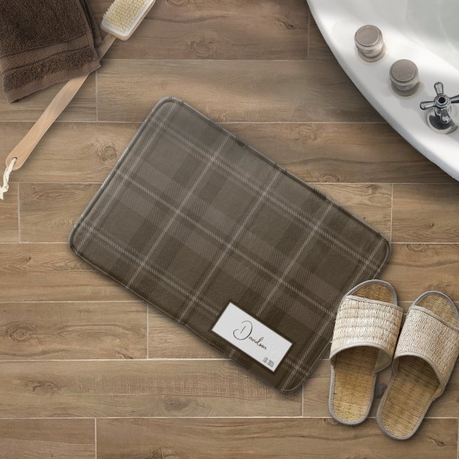 Tapete De Banheiro Xadrez Moderna Brunette Bath Mat (Criador carregado)