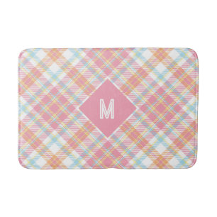 Tapete De Banheiro Xadrez Monograma Personalizada / Padrão Tartan