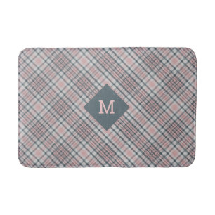 Tapete De Banheiro Xadrez Monograma Personalizada / Padrão Tartan