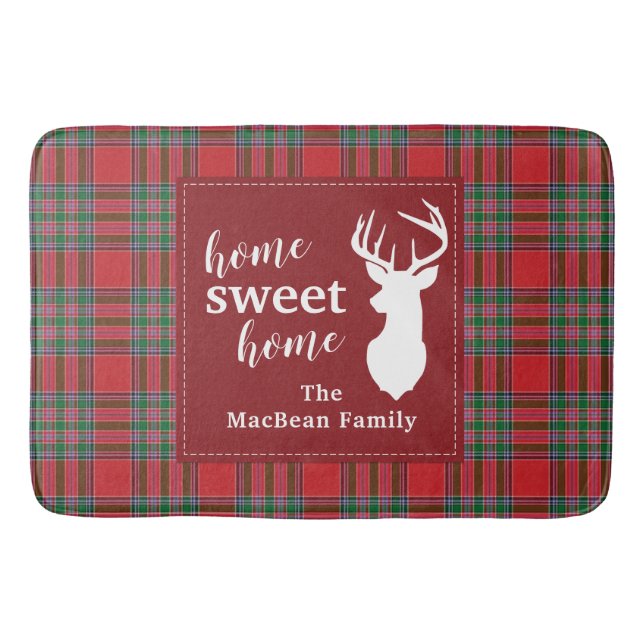 Tapete De Banheiro Xadrez Natal Holiday Home Sweet MacBean Tartan (Frente)
