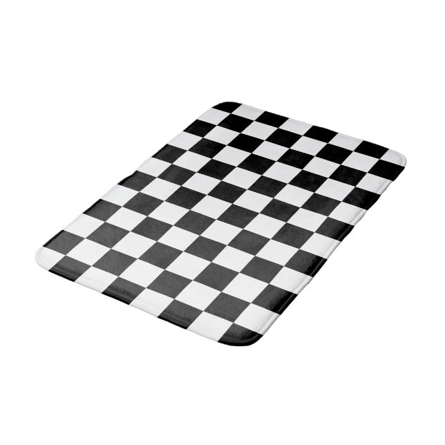 Tapete De Banheiro Xadrez Preto e Branco (Angulado)