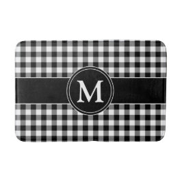 Tapete De Banheiro Xadrez Preto E Branco Moderno Monograma