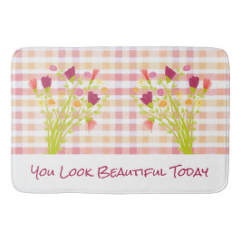 Tapete De Banheiro Xadrez Rosa E Coral