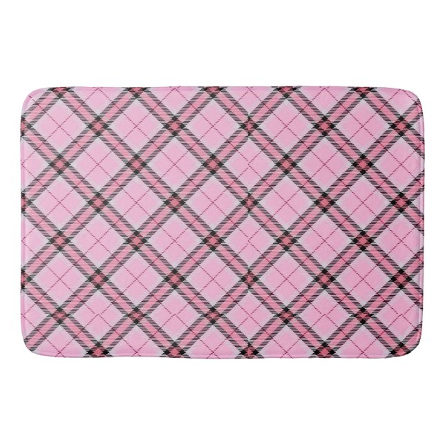Tapete De Banheiro Xadrez rosa e preto (Frente)