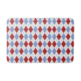 Tapete De Banheiro Xadrez vermelha e azul