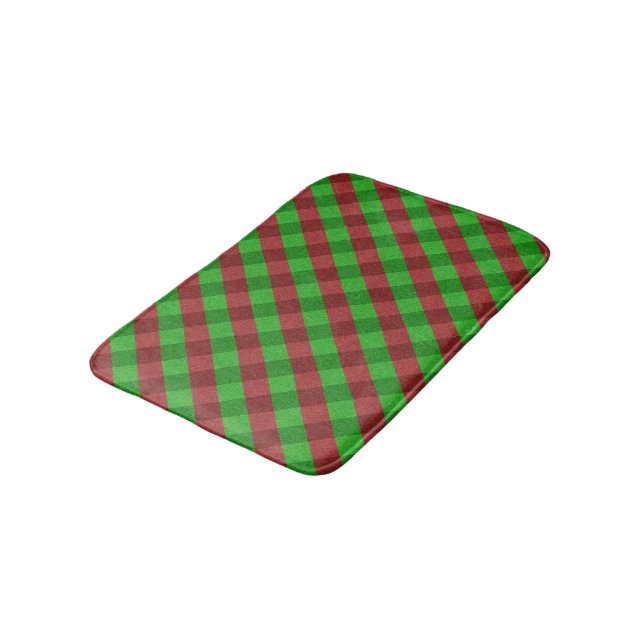 Tapete De Banheiro Xadrez Vermelho e Verde com Brilho (Angulado)