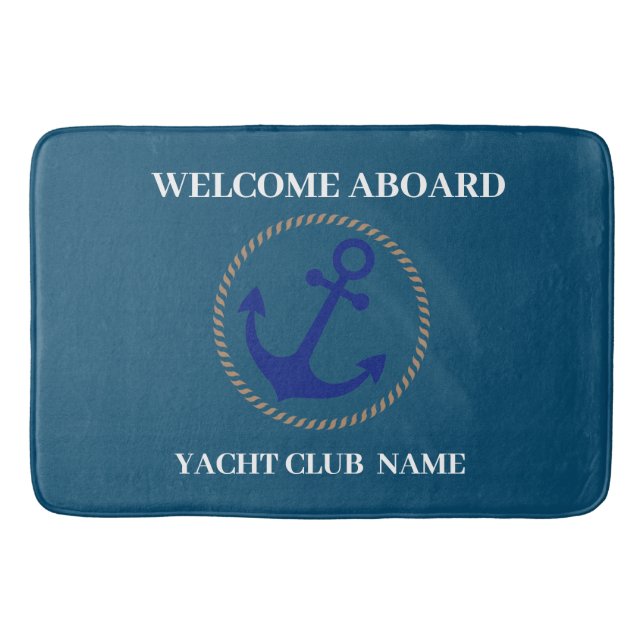 Tapete De Banheiro Yacht clube de ancoragem azul marina welcom (Frente)