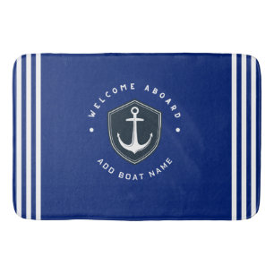 Tapete De Banheiro Yacht clube de ancoragem náutica azul Marinho com
