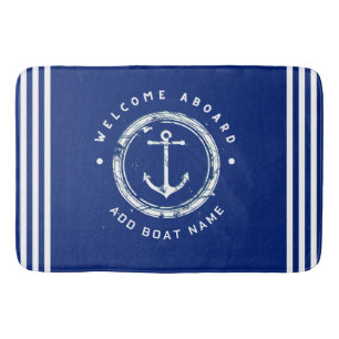 Tapete De Banheiro Yacht clube de ancoragem náutica Marinho azul barc