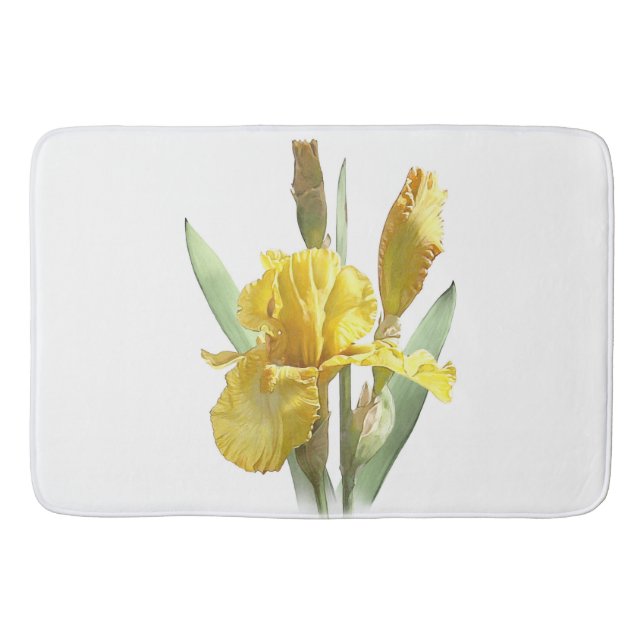 Tapete De Banheiro Yellow Bearded Iris Flower Botanical Design (Frente)